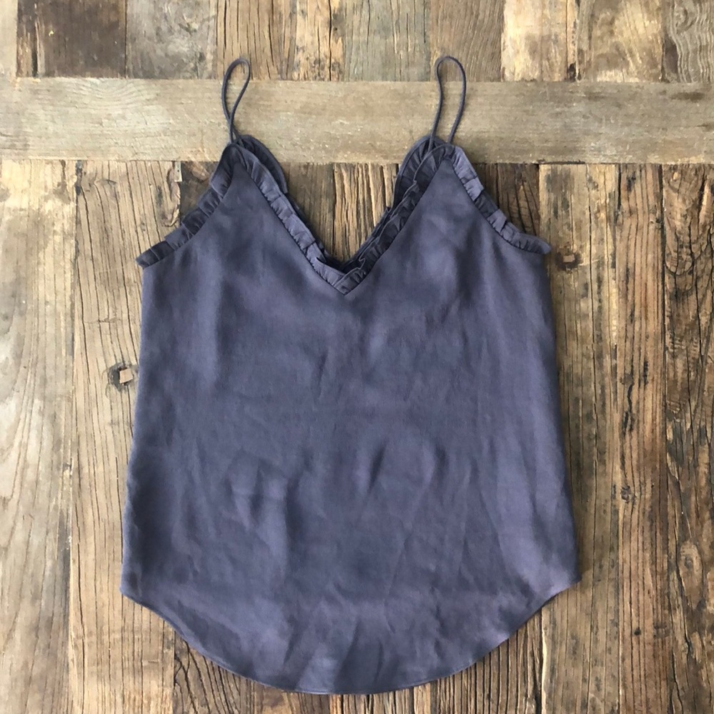 Express dark Grey Ruffle Neckline Tank